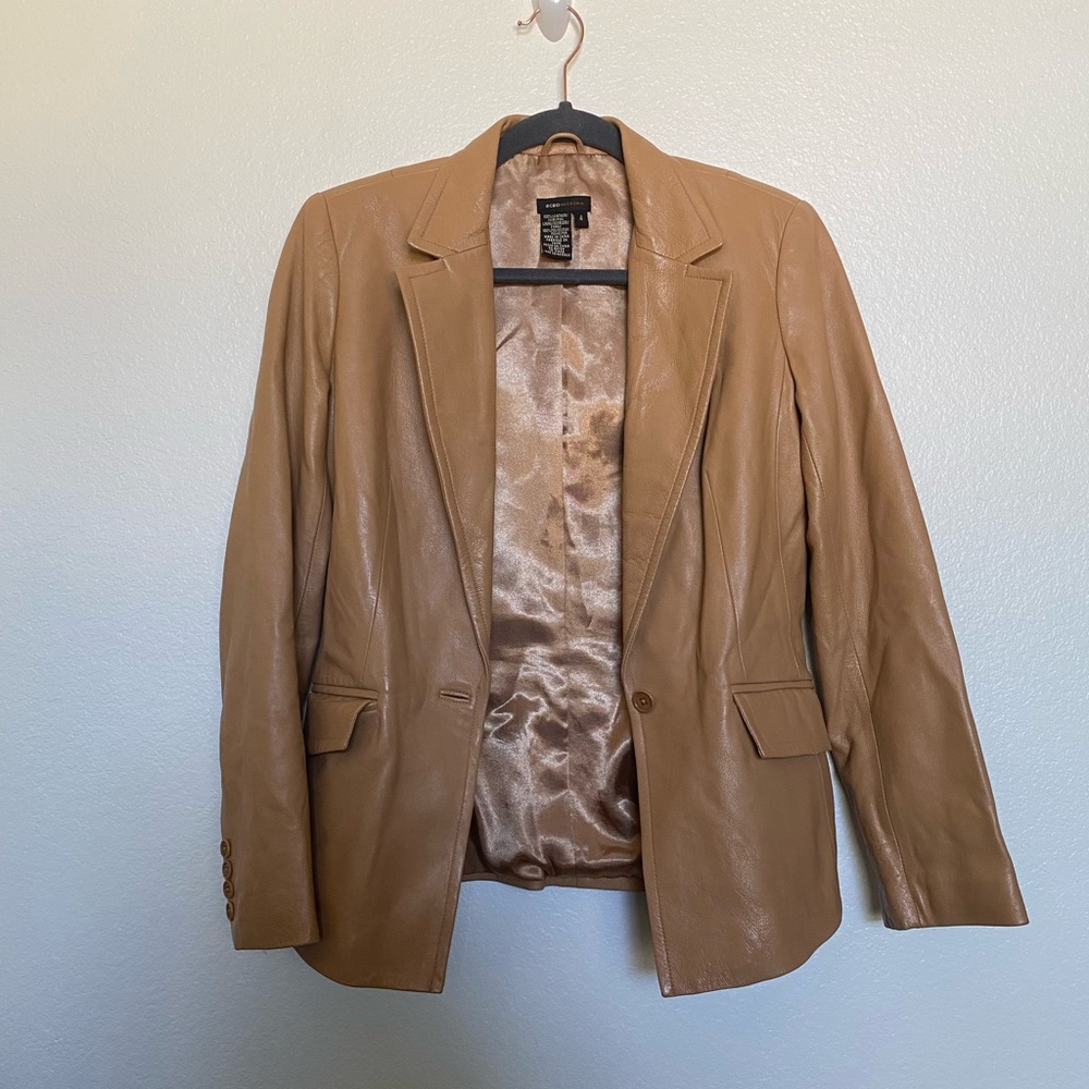 BCBG MaxAzria Camel Color Leather Blazer SZ 4